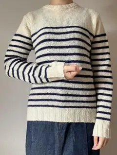 NANO-UNIVERSE ナノユニバース ネイビー ストライプ ニット