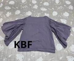 KBF ボリューム袖 ブラウス パープル 七分袖
