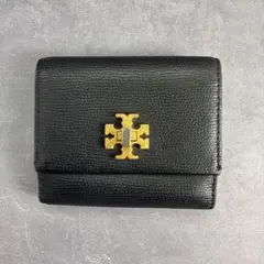 トリーバーチ キラ 2つ折り財布 ターンロック 黒 レザー KIRA ミニ財布
