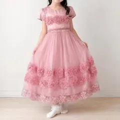 キッズドレス130cm SHEINフォーマル ピンク花チュール発表会七五三結婚式のサムネイル