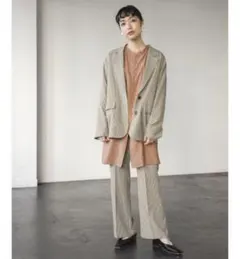 LOWRYSFARM ラナテックフレアパンツブラウンチェック