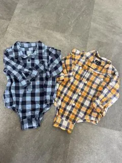 babyGap 長袖シャツ 2枚セット チェック柄　双子コーデ