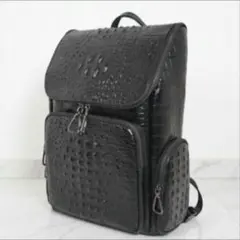 ✨新品未使用✨牛本革 クロコ型押し　リュック バックパック　ブラック　A4