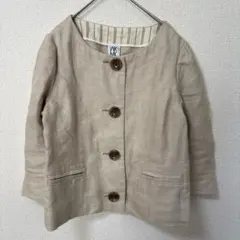 ミッシェルクラン　ジャケット　生成きなり　M相当　春夏　ボタン　ポケット　麻