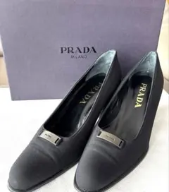 PRADA レザー パンプス 37.5 ブラック スクエアトゥ ヒール5cm - メルカリ