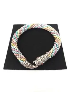 ピカソカラフルビーズの蛇ブレスレット