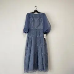 【新品未使用】AIMER オーガンジー花柄刺繍ボリュームスリーブドレス