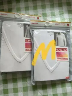 新品 ユニクロ メンズ ヒートテック 長袖VネックT 九分袖 M 2枚セット