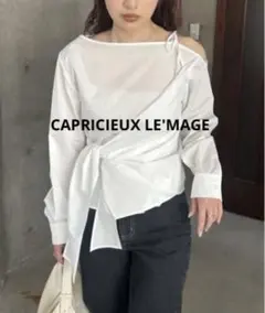 【CAPRICIEUX LE'MAGE】アシメリボンブラウス　ホワイト　白のサムネイル