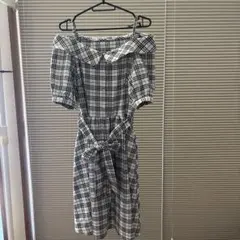 【お値下げ中】チェック柄オフショルシャツ／ワンピース