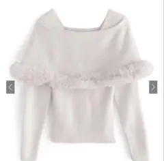 ファー付きケープ風ニットトップス[an1344]