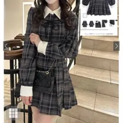 【GRL】チェック柄プリーツミニワンピース