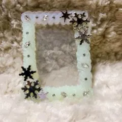 #54 ハンドメイド　硬質　トレカケース　ホイップデコ　推し活　冬　雪　パステル