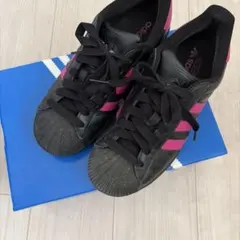 adidas SUPERSTAR ブラック/ホワイト ピンクシューレース - メルカリ