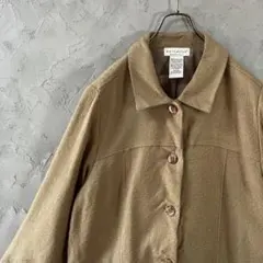 人気カラー　ヴィンテージ　ジャケット　シンプル　ブラウン　XL相当　古着　LO1