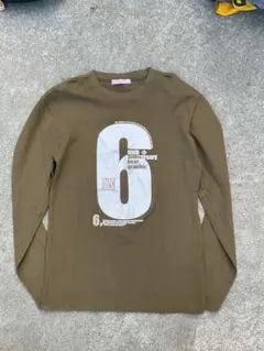 y2kグラフィック長袖カットソー カーキ