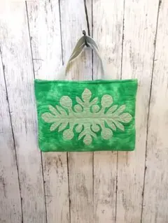 グリーン ハワイアンキルトトートバッグ