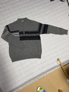 Crocodile ジップアップ グレー セーター LL