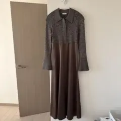 FRAY ID オープンポロカラーニットワンピース