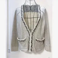 美品♡ グレースコンチネンタル ノーカラージャケット ビジュー カーディガン