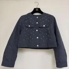 セルフォード デニムライク　パールジャケット ノーカラー デニムジャケットのサムネイル
