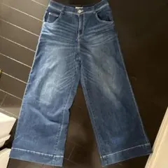 デニムブルー ワイドレッグパンツ