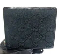 グッチ　GUCCI　二つ折り財布　シェリーライン　ブラック　GG