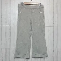 GAP ギャップ　クロップドパンツ　ホワイト×グレーストライプ【S】 ストレッチ