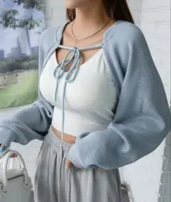 shein⭐︎高評価売り切れ商品⭐︎クロップドリボンカーディガンM