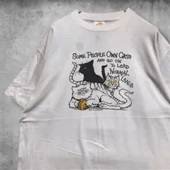 CECH アニマルTシャツUSA製90s猫ネコ キャット 動物ジョーク ファニー