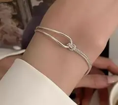 490 シルバー チェーン ブレスレット ジュエリー 韓国 シンプル 結婚式