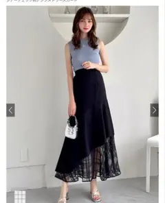 【新品】シアーチェック柄アシンメトリースカート[ask75]