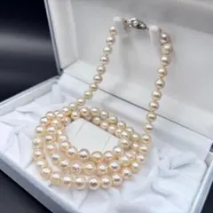 あこや本真珠 ロング 2連 ネックレス 7.5〜9.0mm 照り良好 パール