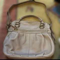 SAZABY サザビー　ベージュ　レザー　革　ハンドバッグ　ショルダー　かばん