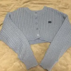 GRL ライトブルー ケーブル編み クロップドセーター