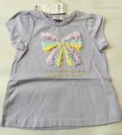 【タグ付未使用品】エニィファム　Tシャツ 立体リボン パープル 90 ビジューのサムネイル