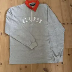 XLARGE グレー・オレンジ ハーフジップトレーナー L