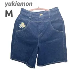ユキエモン ハーフパンツ デニム M レディース 花刺繍 半ズボン 綿100%のサムネイル