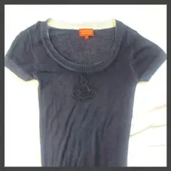 ヴィヴィアンウエストウッド　y2k　半袖ニット　黒　M　大オーブ柄　バンブー&綿