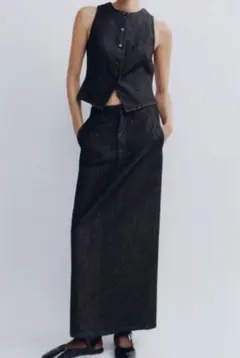 ZARA TRF デニムミディスカート