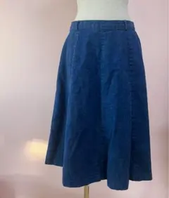 古着　デニムスカート ひざ丈　インディゴブルー