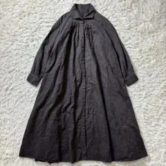 nest Robe ロングワンピース リネン100% チャコールグレー