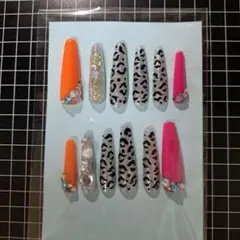 ヒョウ柄ネイルチップ12個セット