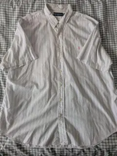 Ralph Lauren 半袖シャツ L ホワイト ストライプ