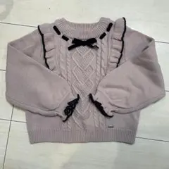 メゾピアノ フリルリボンニットセーター　120