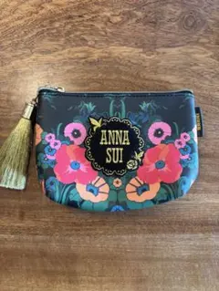 ANNA SUI 花柄ポーチ ゴールドタッセル付き