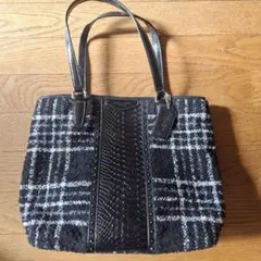 高級 PAULE KA ポールカ クロコ型押し レザー キャンバス トートバッグ 