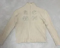 ベージュ ジップアップセーター
