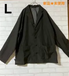 新品✨GU 薄手　ジャケット　柔らかめ　メンズ　薄い黒　L