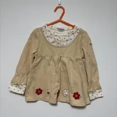 MIKI HOUSE 花柄ウサギ刺繍 長袖カットソー 110